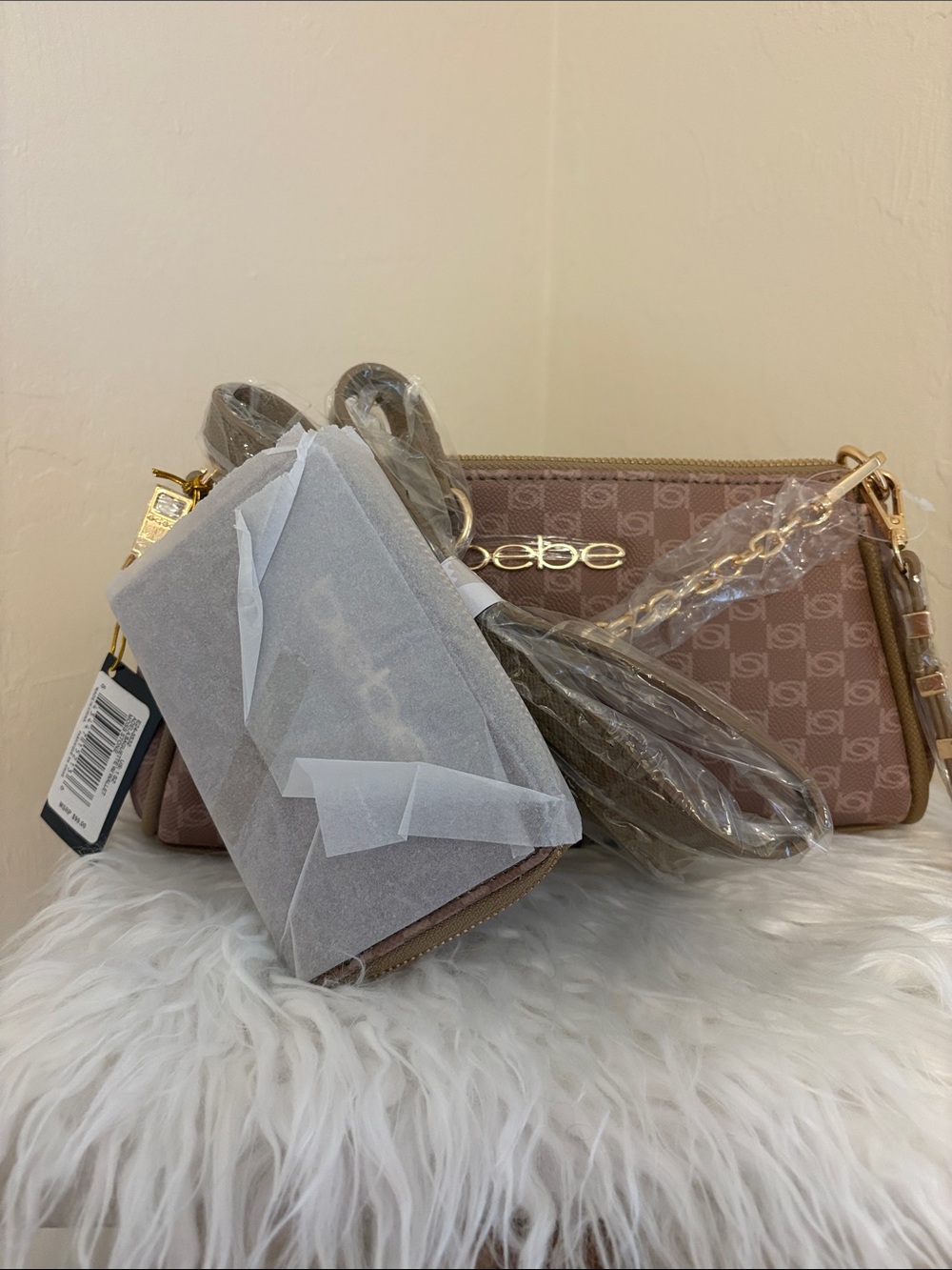 NWT Bebe Adela Baguette Crossbody Bag Set with Matching Wallet – Moss Stone